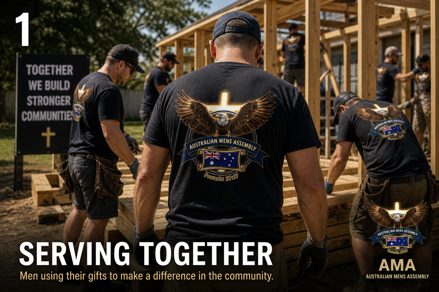 Men serving together in community