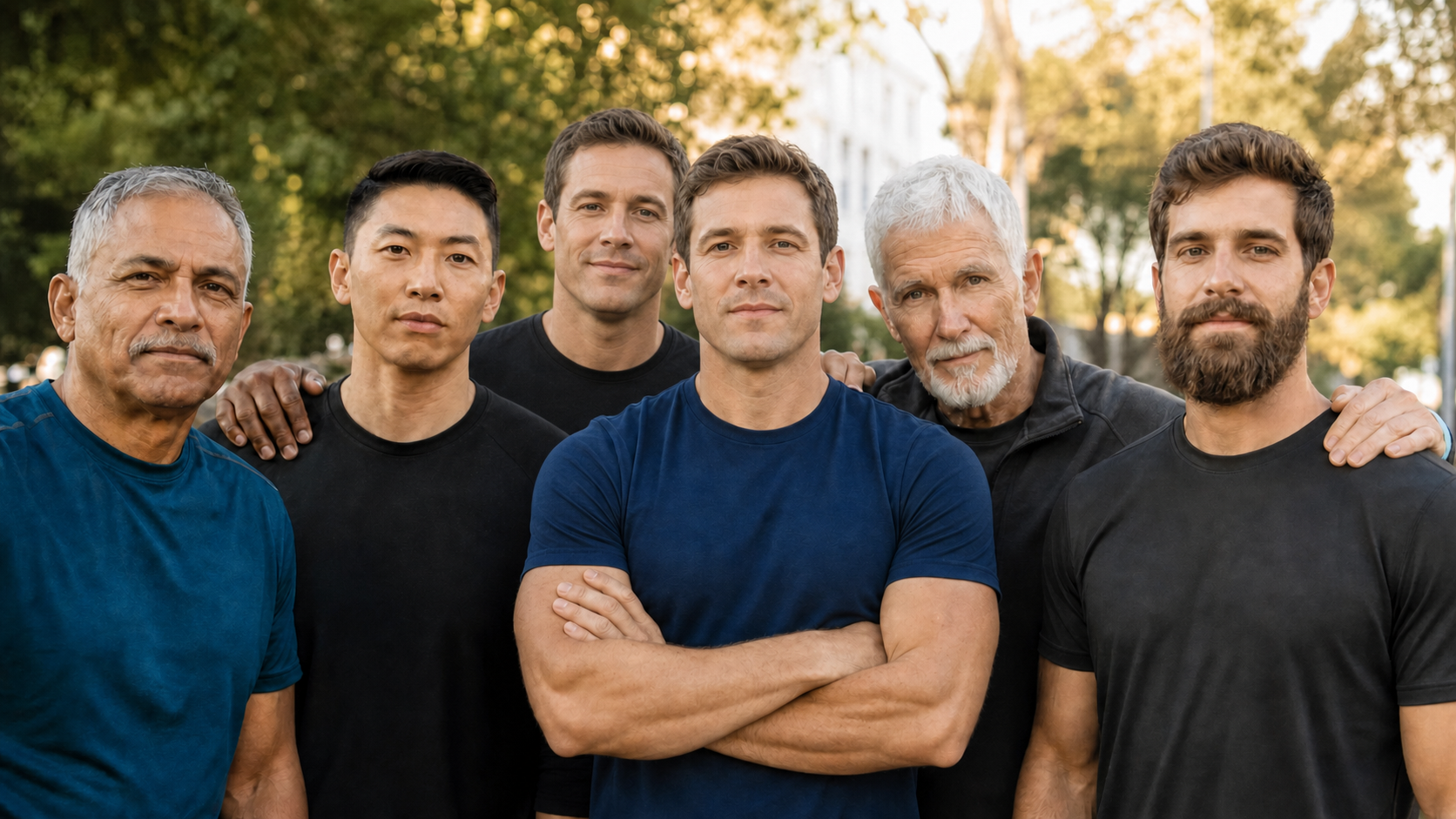 Men worshipping together