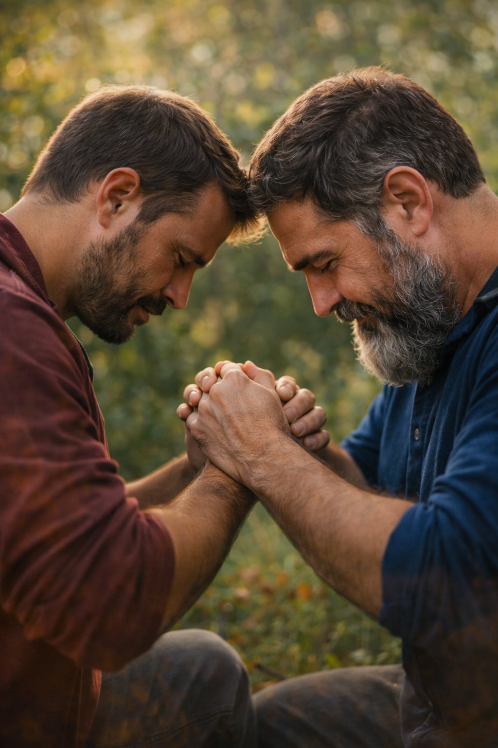 Two men praying together